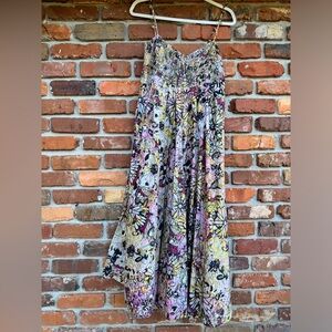 Geisha Designs Anthropologie Jessamyn Floral Printed Zip Up Midi Dress